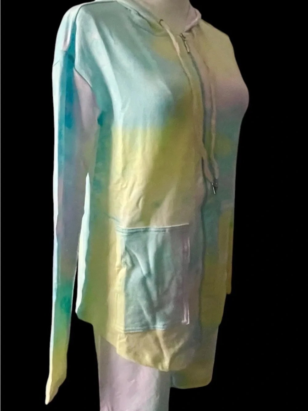 Rose Velvet Tie Dye Hoodie & Shorts Lounge Set NWT S–L